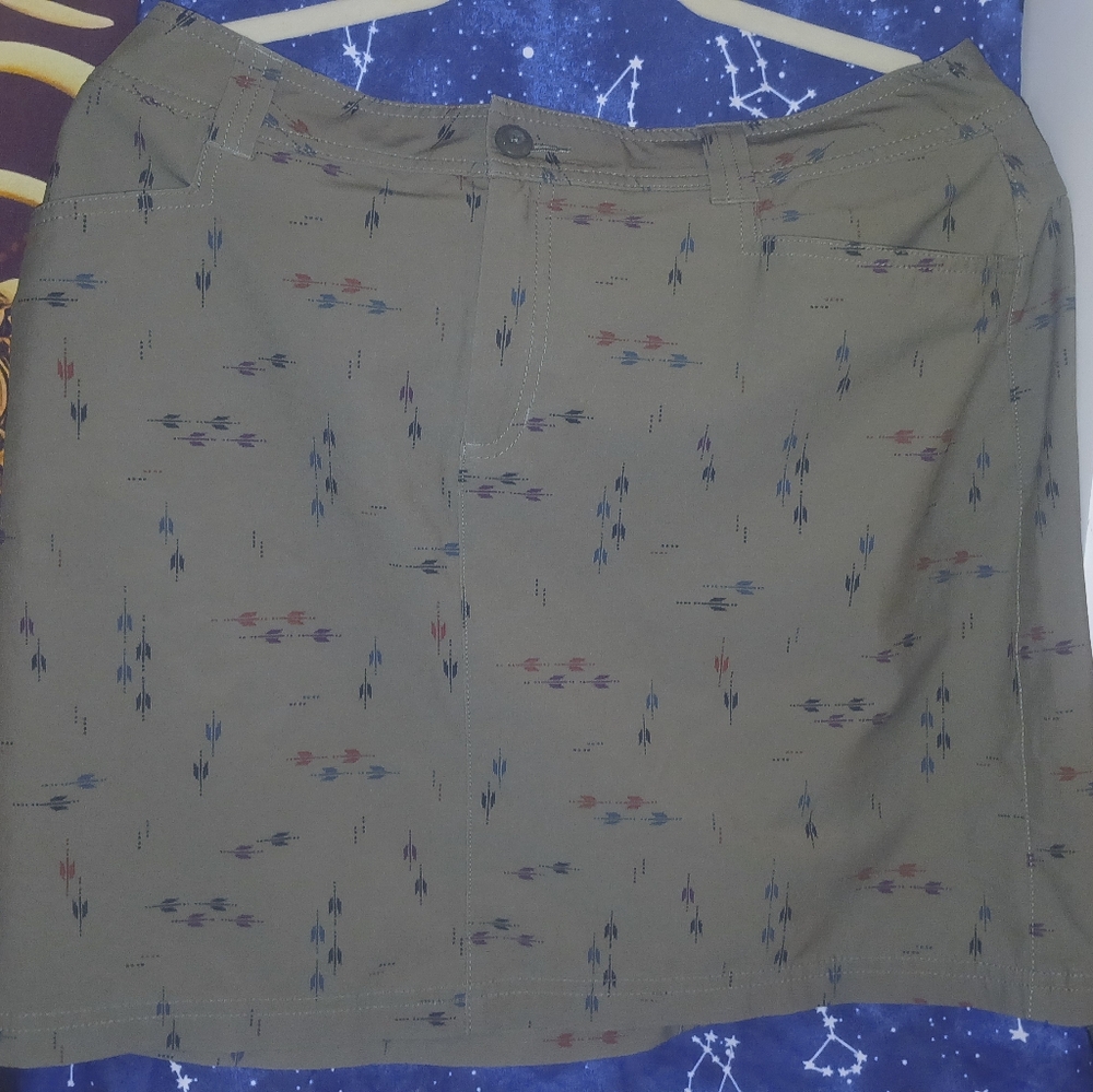 Stylish Olive Green Patterned Women's Skort